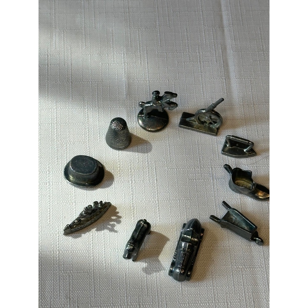 Vintage Monopoly Game Metal Token Pieces Lot of 10 Cannon Car Shoe Thimble Hat +